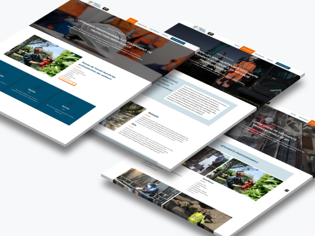 Site web sur vêtements professionnels et protection.