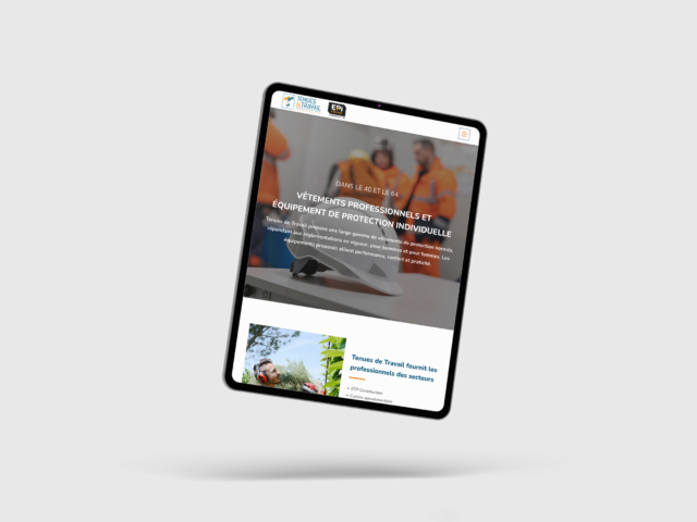 Site web pour vêtements et équipements professionnels.