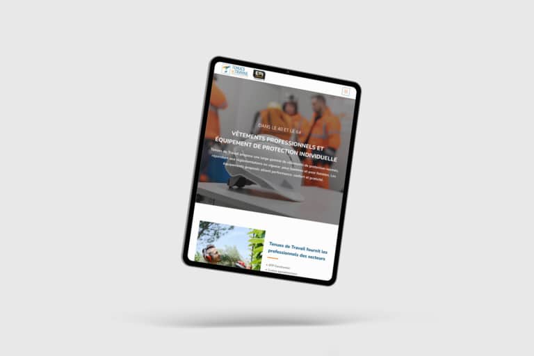 Site web pour vêtements et équipements professionnels.
