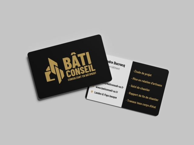 Carte de visite de Bâti Conseil, consultant en bâtiment.