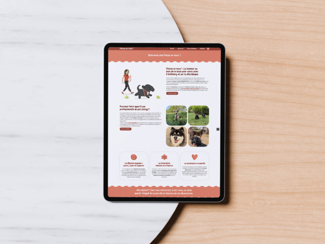 Personne et chien interagissant sur une tablette.