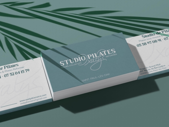 Cartes de visite pour un studio de Pilates à Dax.