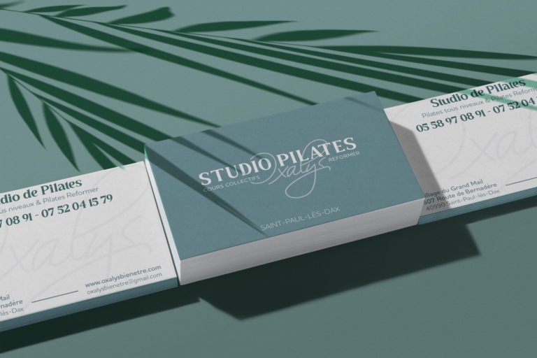 Cartes de visite pour un studio de Pilates à Dax.