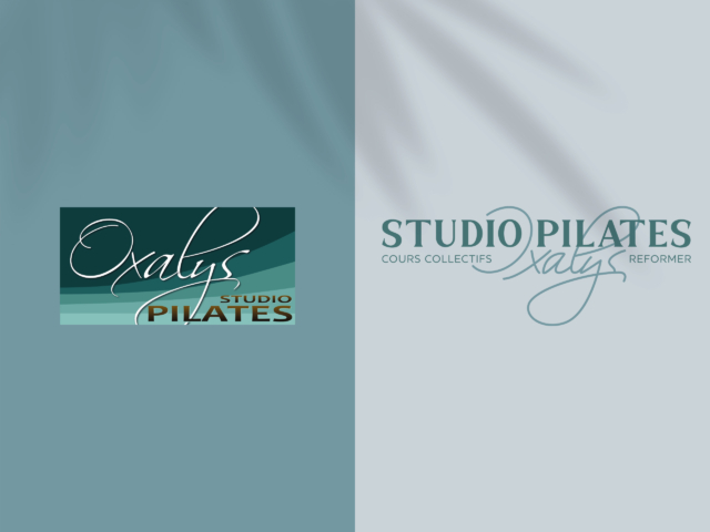 Logo d'Oxalys Studio Pilates sur fond coloré.