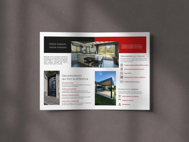 Brochure ouverte de menuiserie et protections solaires