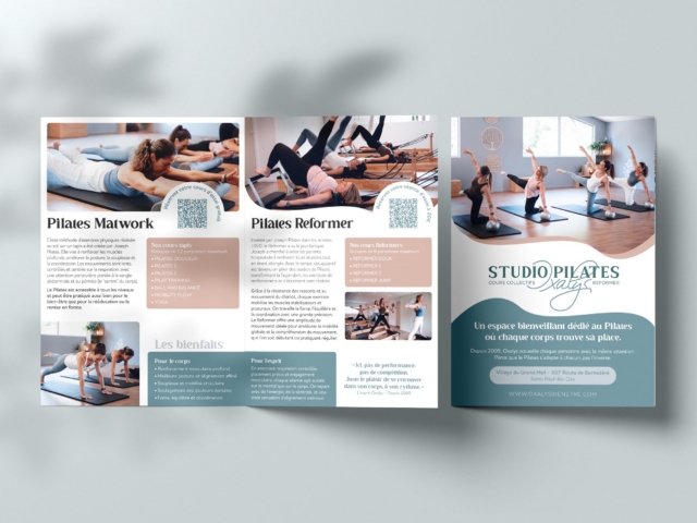 Dépliant 2 volets Oxalys recto — studio Pilates Saint-Paul-lès-Dax