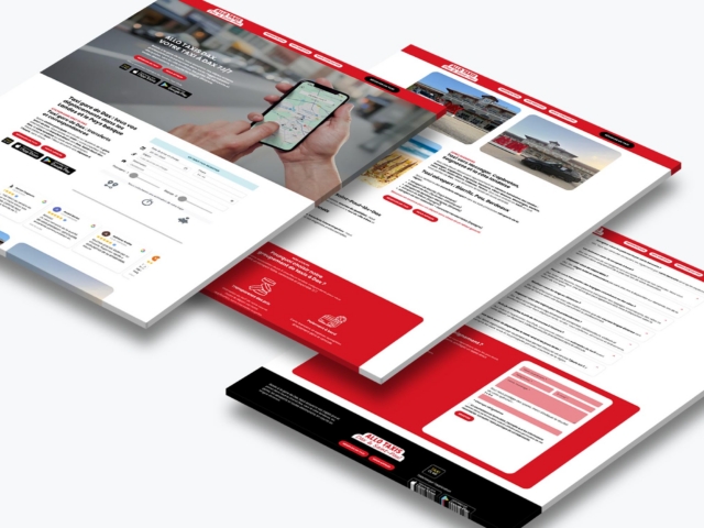 Maquette site web service taxi rouge et blanc