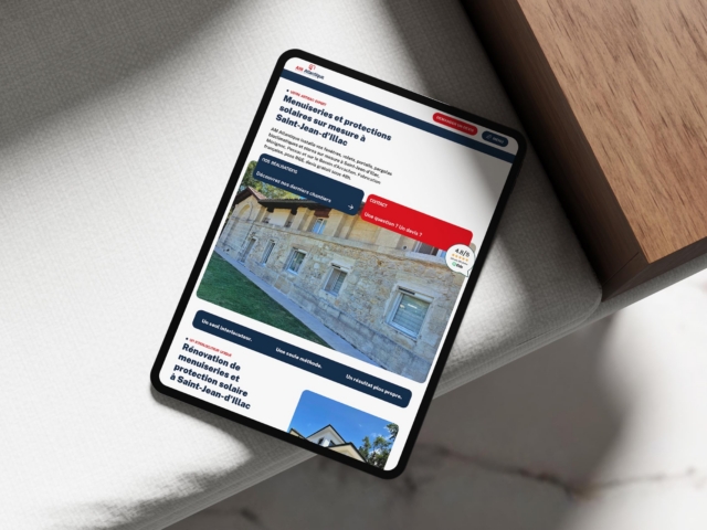 Site AM Atlantique, menuisier à Saint-Jean-d'Illac, affiché sur tablette